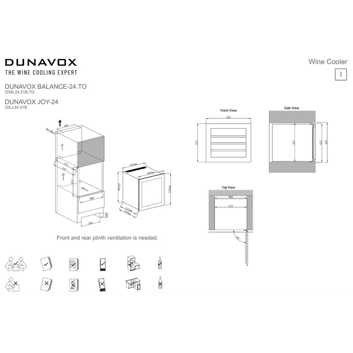 Dunavox Balance-24.TO Wijnkoelkast | DXB-24.51B.TO | 1 Zone - Mijn-Wijnkoelkast