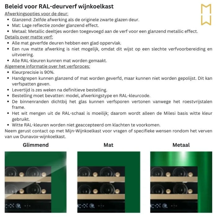 Dunavox Grande-108 Wijnkoelkast | DX-108.330DC | 2 Zones | RAL Kleur - Mijn-Wijnkoelkast