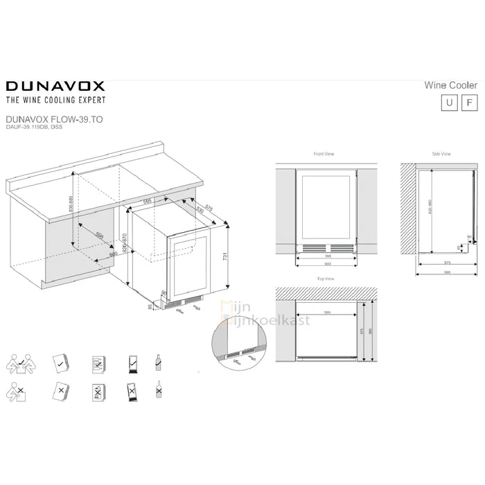 Dunavox Flow-39.TO Wijnkoelkast | DAUF-39.119DOP.TO | 2 Zones | Eigen Kleur - Mijn-Wijnkoelkast