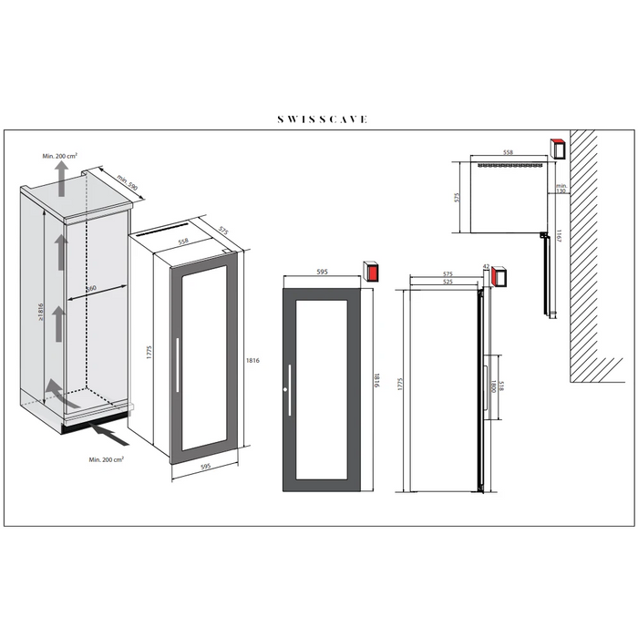 Swisscave Wijnkoelkast | WIB-178DF | 2 Zones - Mijn-Wijnkoelkast