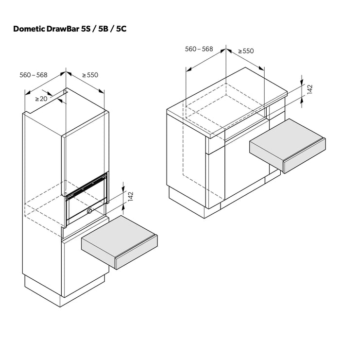 Dometic DrawBar | DB5C | 1 Zone | Transparant - Mijn-Wijnkoelkast