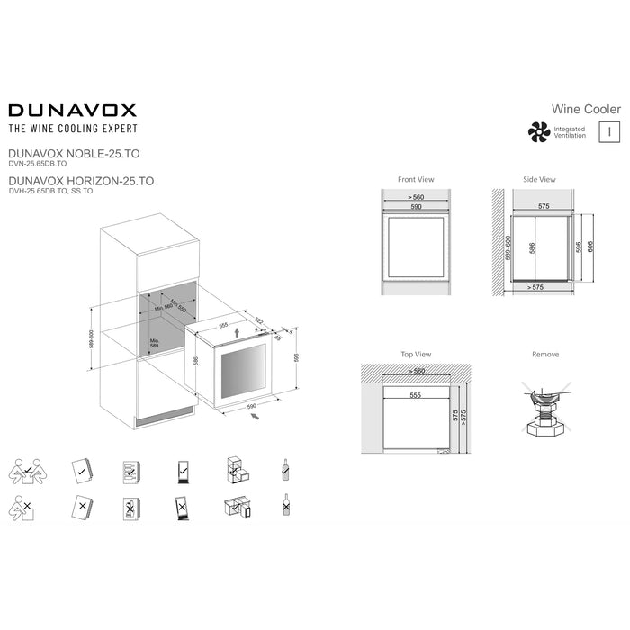 Dunavox Horizon-25.TO Wijnkoelkast | DVH-25.65DMB.TO | 2 Zones | Mat Zwart - Mijn-Wijnkoelkast