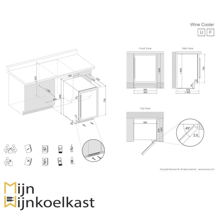 Dunavox Flow-46D Wijnkoelkast | DAUF-46.145DC | 2 Zones | RAL Kleur - Mijn-Wijnkoelkast