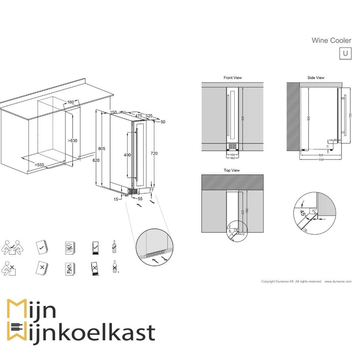 Dunavox Flow-9 Wijnkoelkast | DAUF-9.22MB | 1 Zone | Mat Zwart - Mijn-Wijnkoelkast