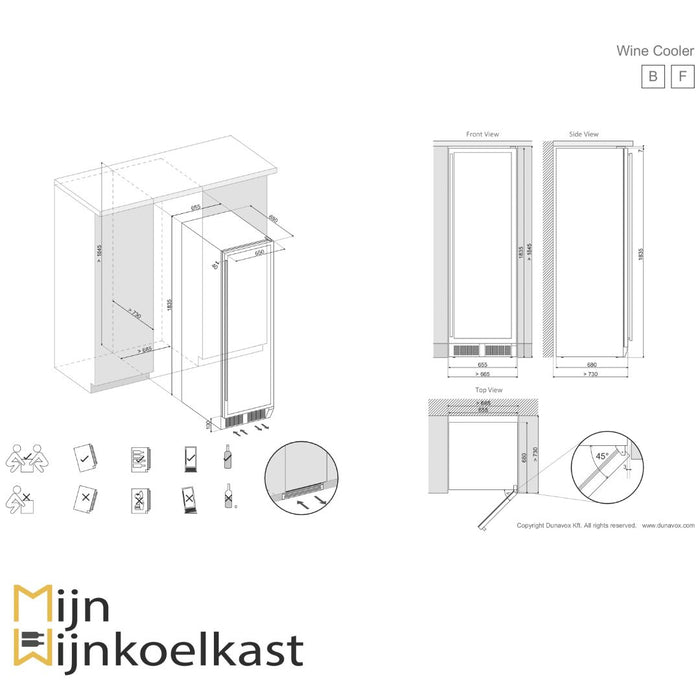 Dunavox Grande-194 Wijnkoelkast | DX-194.490CK | 2 Zones | RAL Kleur - Mijn-Wijnkoelkast