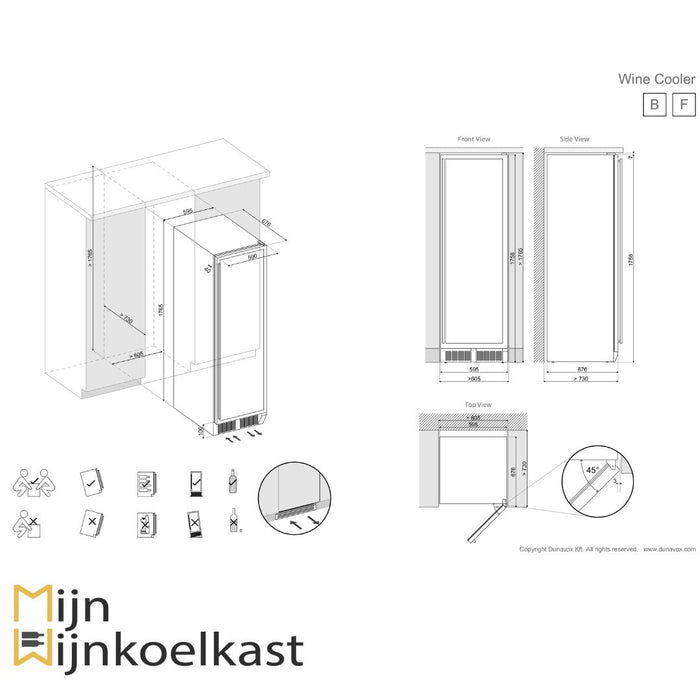 Dunavox Grande-166 Wijnkoelkast | DX-166.428DMBK | 2 Zones | Mat Zwart - Mijn-Wijnkoelkast