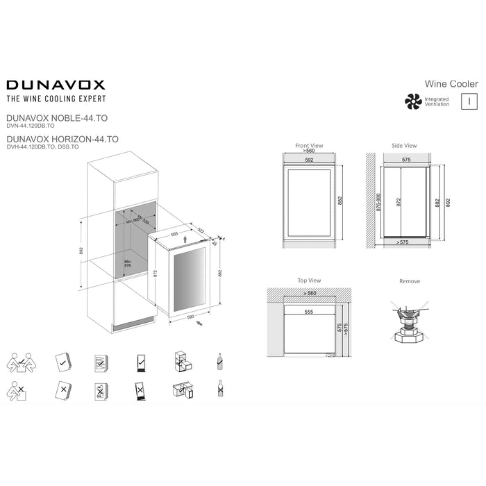 Dunavox Horizon-44.TO Wijnkoelkast | DVH-44.120DSS.TO | 2 Zones - Mijn-Wijnkoelkast