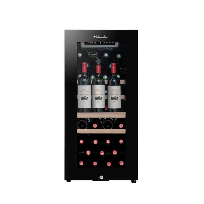 La Sommelière LS38BLACK vrijstaande wijnkoelkast met Preservin, vooraanzicht