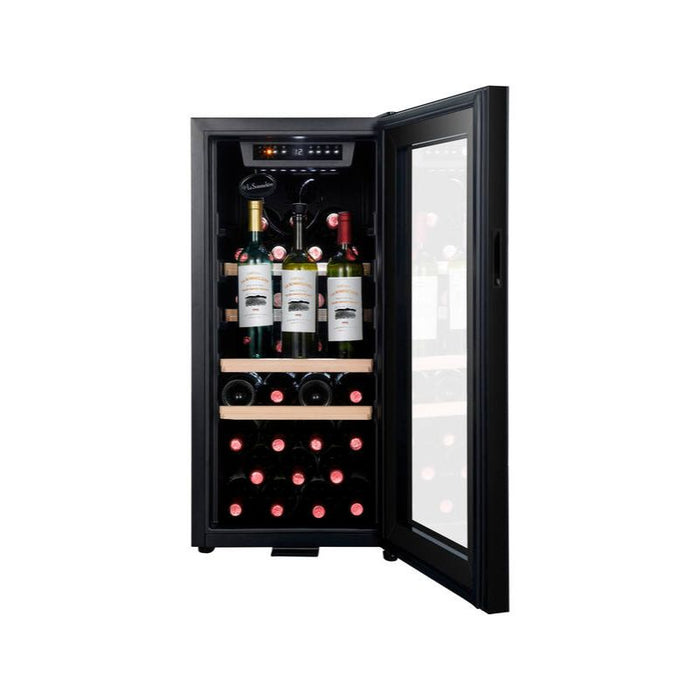La Sommelière LS38BLACK met open deur, 3 flessen rechtop in het Preservin-vak