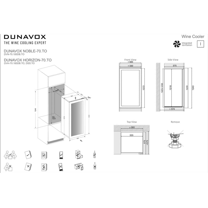 Dunavox Horizon-70.TO Wijnkoelkast | DVH-70.185DSS.TO | 2 Zones - Mijn-Wijnkoelkast