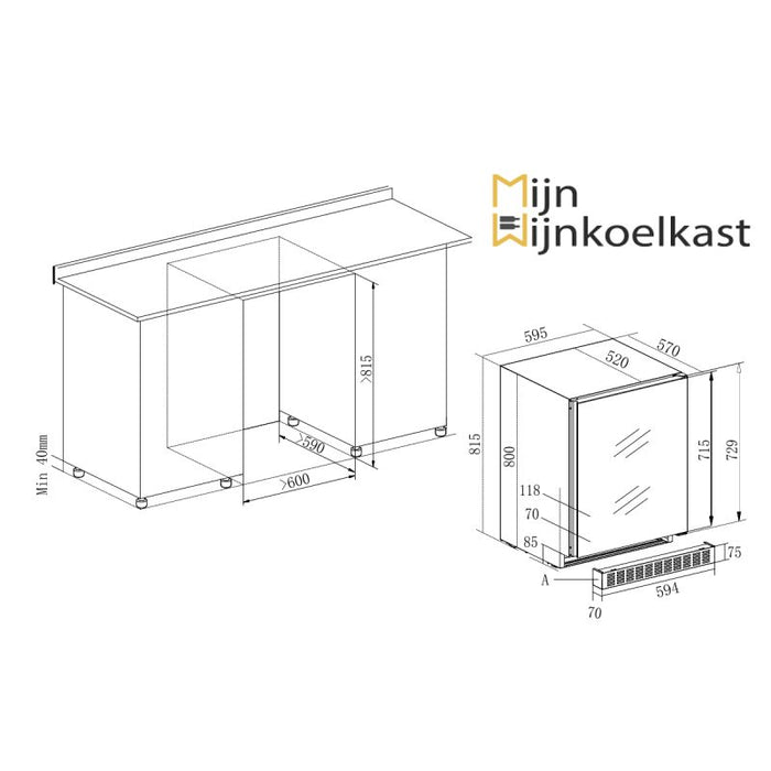 Temptech Sommelier Wijnkoelkast | SOMX60DRB | 2 Zones - Mijn-Wijnkoelkast