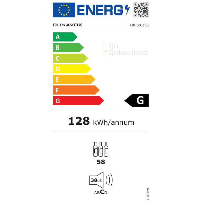 Dunavox Sera-58 Wijnkoelkast | DX-58.258DC | 2 Zones | RAL Kleur - Mijn-Wijnkoelkast