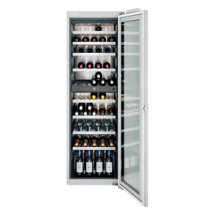 Gaggenau 200 serie RW282263 inbouw wijnkoelkast, vooraanzicht met open deur en flessen
