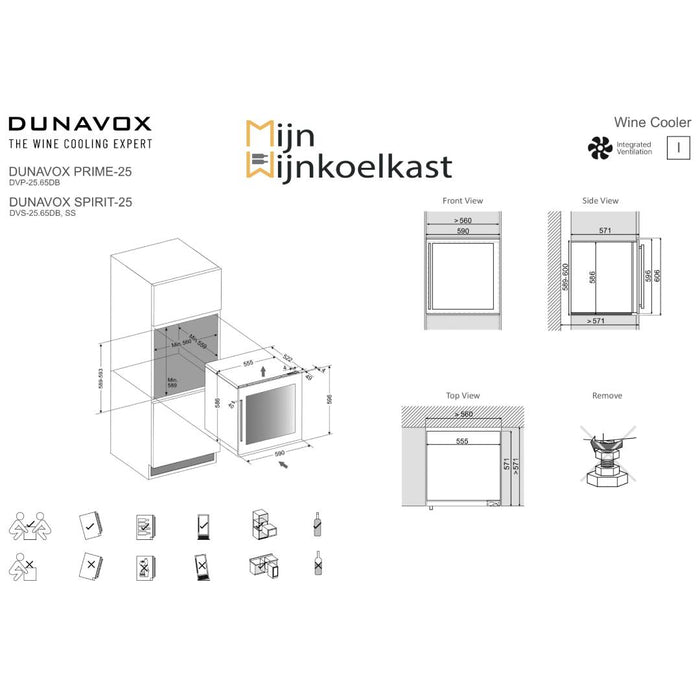 Dunavox Spirit-25 Wijnkoelkast | DVS-25.65DB | 2 Zones - Mijn-Wijnkoelkast