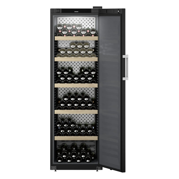 Liebherr GrandCru Selection WSbli 5231 vrijstaande wijnkoelkast, vooraanzicht met open deur en flessen