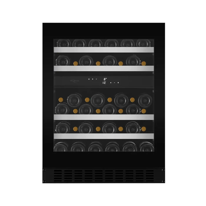 mQuvée WineCave 700 60D Exclusive WCED60FGBP-700 onderbouw wijnkoelkast zwart volglas, vooraanzicht