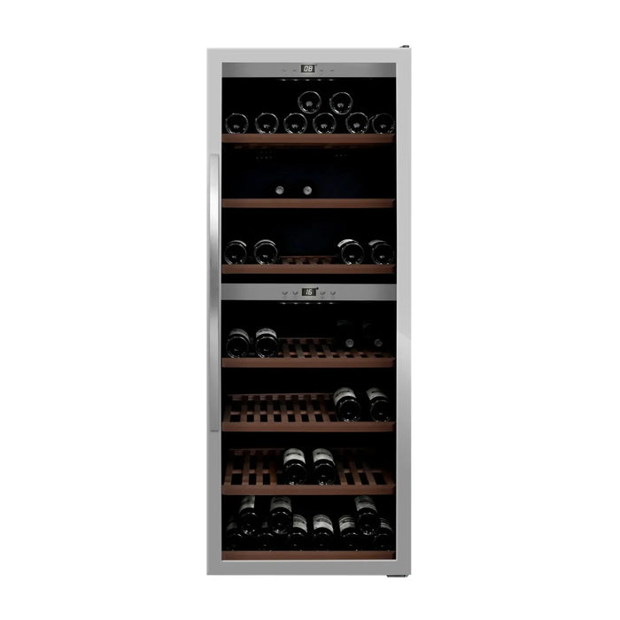 mQuvée WineExpert 126 SW-126S vrijstaande wijnkoelkast RVS, vooraanzicht
