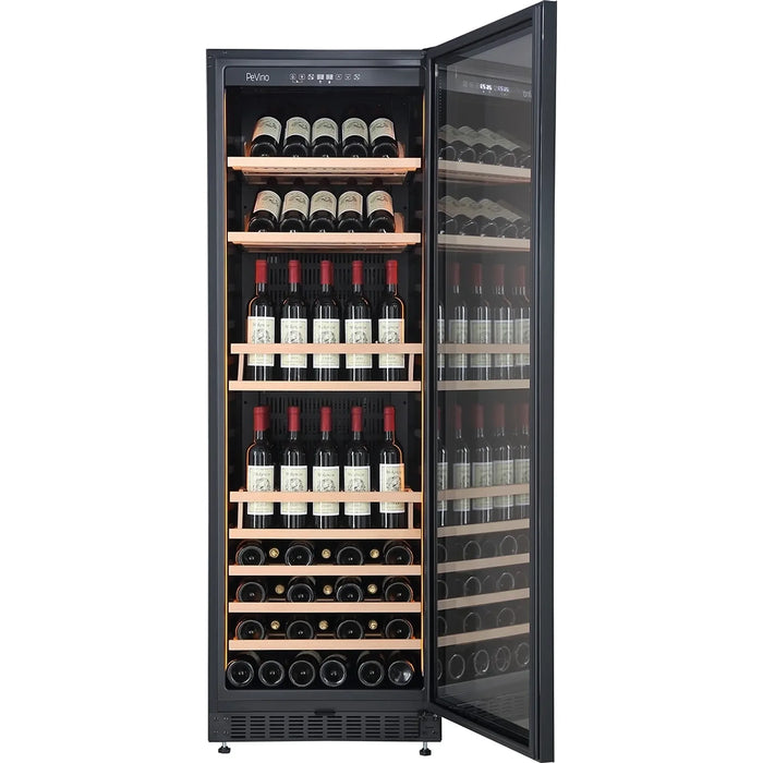 Pevino Noble PN328MB-HHB-Hor vrijstaande wijnkoelkast, vooraanzicht met open deur