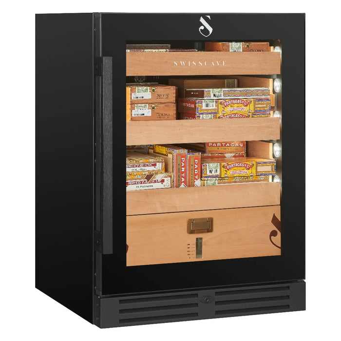 Swisscave CLB-160 vrijstaande humidor, schuin aanzicht