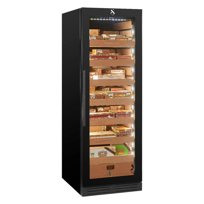 Swisscave CLB-460 vrijstaande humidor, schuin aanzicht