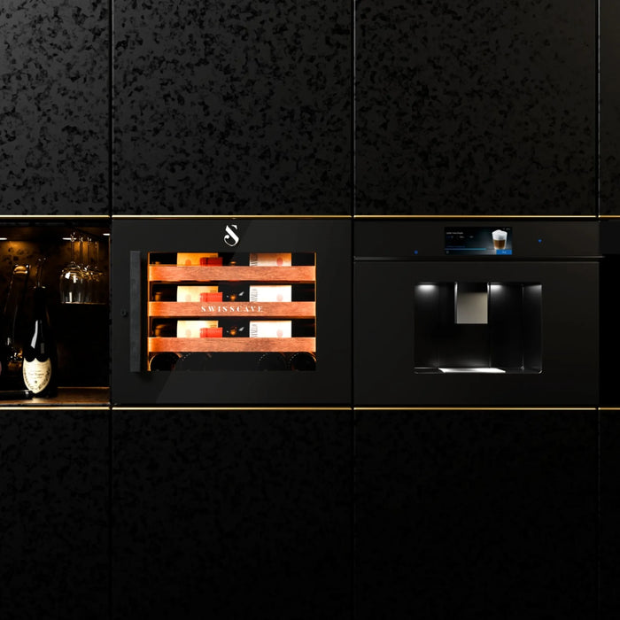 Swisscave Luxury WIB-45F inbouw wijnkoelkast, ingebouwd in een keukenwand