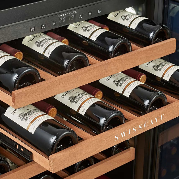 Swisscave Luxury WUB-60DFT onderbouw wijnkoelkast, uittrekbare legger met flessen
