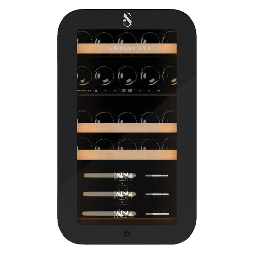 Swisscave Premium WLB-120DF-BLACK vrijstaande wijnkoelkast, vooraanzicht