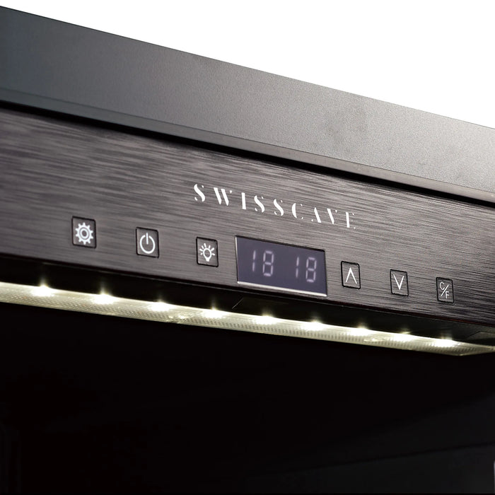 Swisscave Premium WLB-160F vrijstaande wijnkoelkast, bedieningspaneel met wit licht