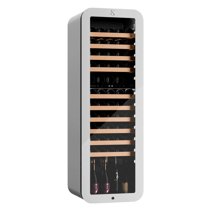 Swisscave Premium WLB-320DF-WHITE vrijstaande wijnkoelkast, schuin aanzicht