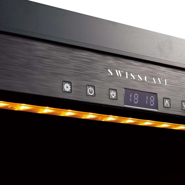 Swisscave Premium WLB-360F-MIX vrijstaande wijnkoelkast, verlichting in amber bovenin