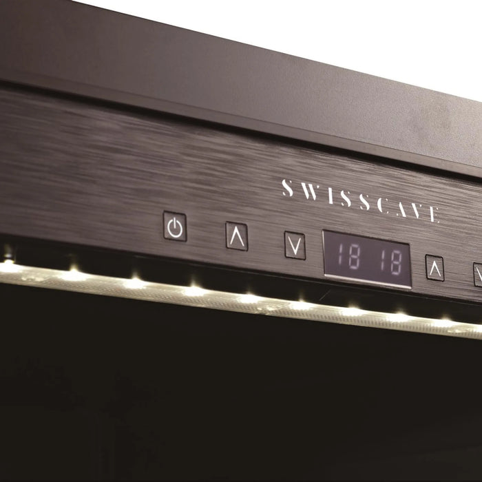 Swisscave Premium WLB-460DF-MIX vrijstaande wijnkoelkast, bedieningspaneel met wit licht