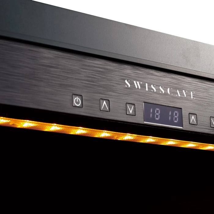 Swisscave Premium WLB-460DF-MIX vrijstaande wijnkoelkast, bedieningspaneel met amberkleurig licht