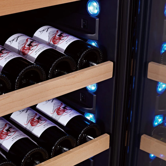 Swisscave Premium WLB-460FHU-MIX vrijstaande wijnkoelkast, verlichting in blauw langs de zijwand
