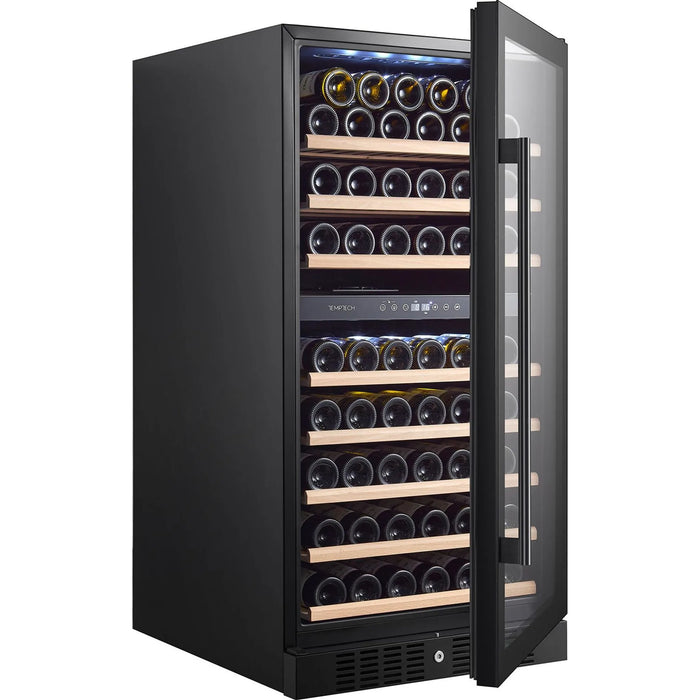 Temptech Classique CL120DB vrijstaande wijnkoelkast, schuin met open deur