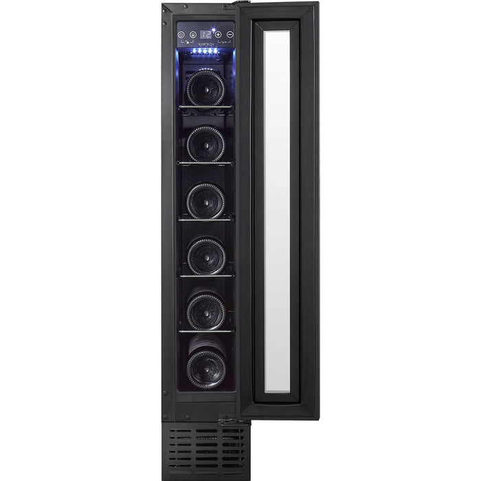 Temptech Classique CLX15SB onderbouw wijnkoelkast, deur open met flessen