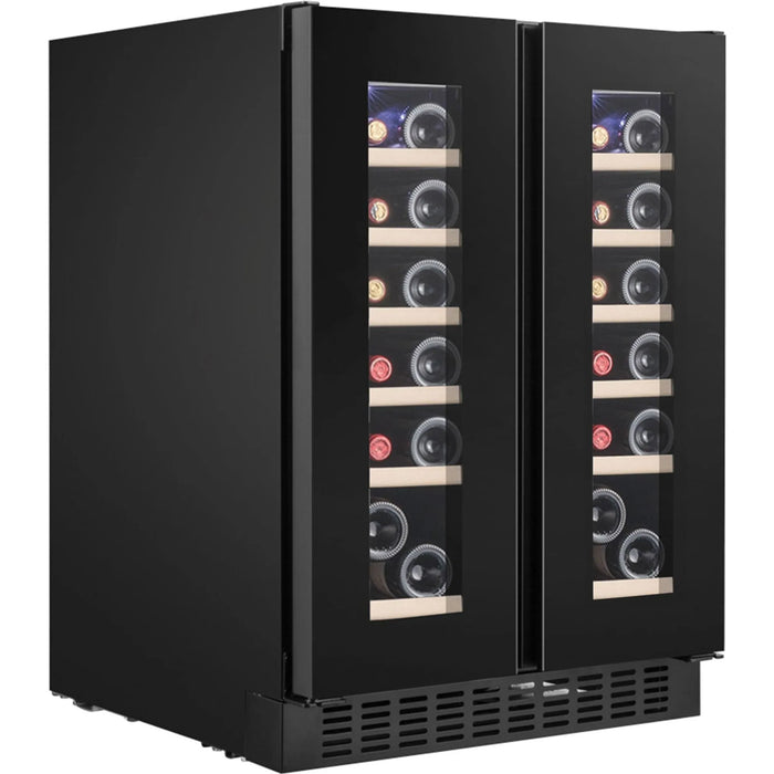 Temptech Oslo OX2DX60DRB-24 onderbouw wijnkoelkast, schuin vooraanzicht