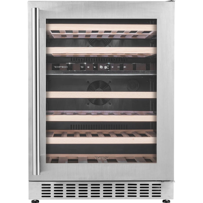 Temptech Oslo OX60DX-24 onderbouw wijnkoelkast, vooraanzicht zonder flessen