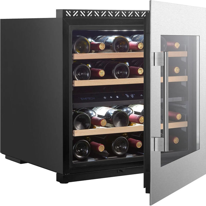 Temptech Oslo OZ60DX-24 inbouw wijnkoelkast, schuin met open deur