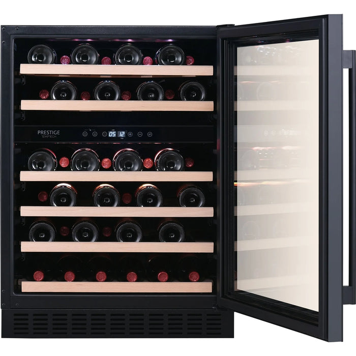 Temptech Prestige PRESX60DB-24 onderbouw wijnkoelkast, vooraanzicht met open deur