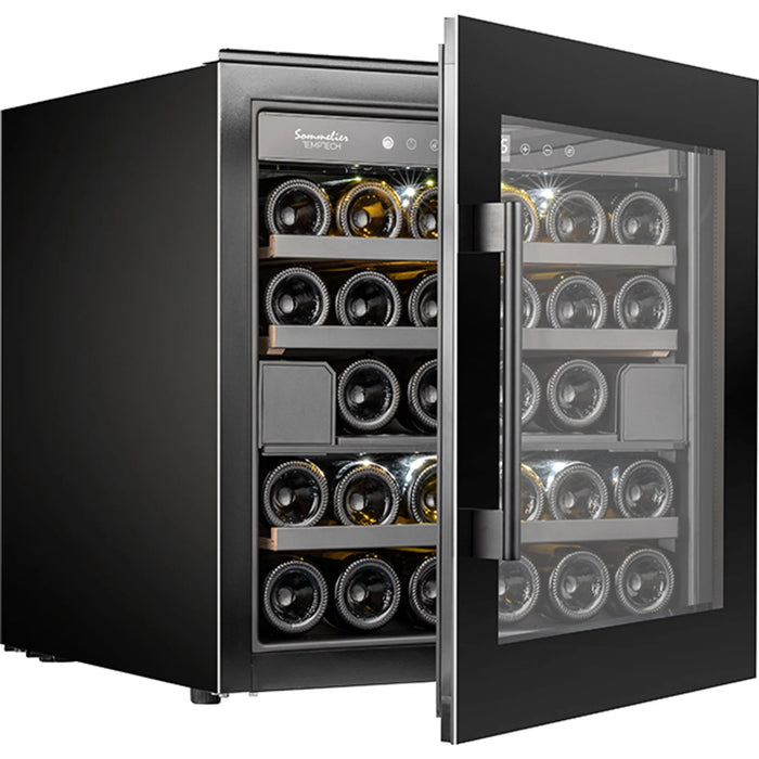 Temptech Sommelier SOMZ60DB inbouw wijnkoelkast, schuin met open deur